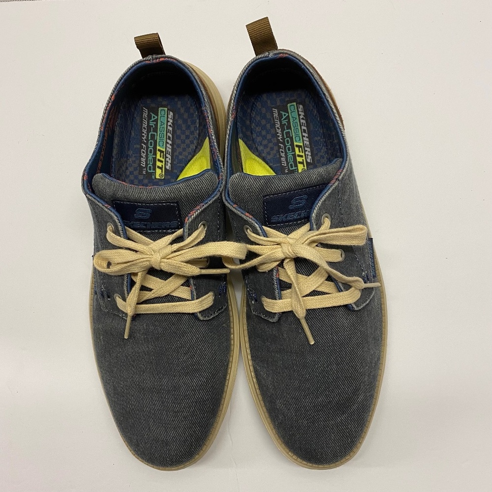 Skechers - Mens Denim Casual Shoes with Medium Brown Trim